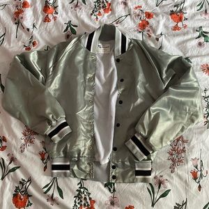 Vintage Satin Mint Bomber Jacket